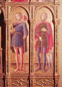 The Pesaro Polyptych, detail of two saints by Antonio Vivarini